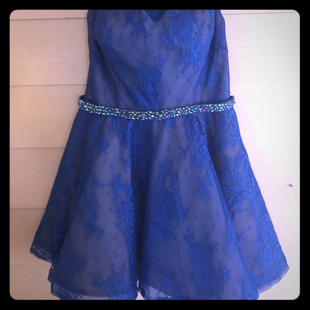 La Femme Mini Blue Dress 14